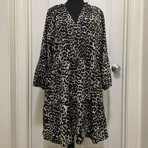 NEW The Drop Caralyn‎ Mirand Leopard Print Mini Dress 3/4 Sleeve Womens Large XL